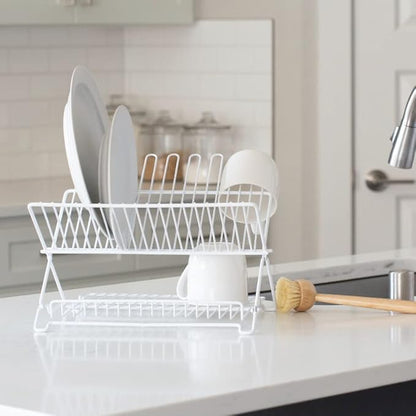 Better Houseware 1483 Junior Folding Dish Rack, White