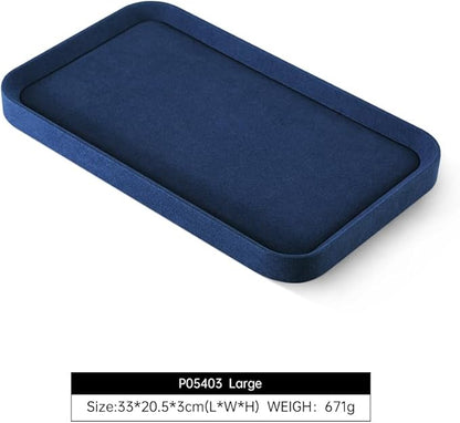 Yinbeini Jewelry Display, Microfiber Valet Tray,Luxury Jewelry Drawer Organizer,Premium Flat Tray,Blue Jewelry Tray