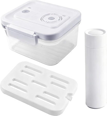 SPAXLY Manual Vacuum Sealer Containers, Airtight Food Storage Boxes with Hand Pump for Freshness, BPA-Free, Leakproof Seal for Lunch, Meat, Fruit, Leftovers, Fridge & Camping Use (1320ml)