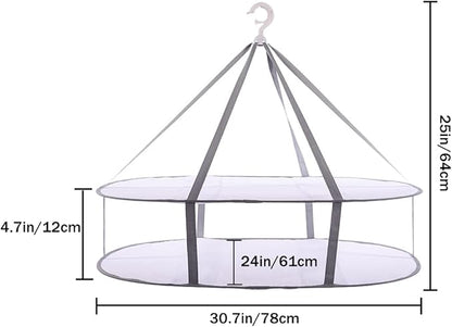 Large Folding Laundry Drying Rack, Clothes Drying Rack, Portable Sweater Drying Rack, Mesh Hanging air Dryer, Lay fold Flat Dry Hanger for Indoor Outdoor, Delicates, Towel, Socks,Swimsuit (Grey)