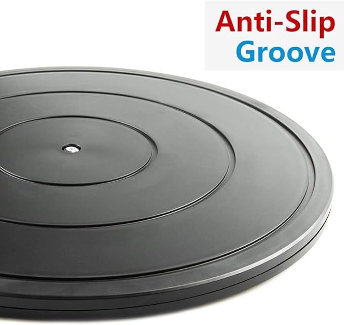 16 Inch Lazy Susan Turntable - Heavy Duty Rotating Swivel Steel Ball Bearings - Flat Base Stand for TV/Computer/Monitor/Arts/Crafts/Bonsai/Statue/Cabinet Organizer (3 Pack/Black)