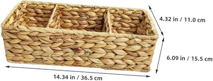 OUNONA Versatile Woven Storage Basket Desk Organizer Cutlery Organizer Basket Storage