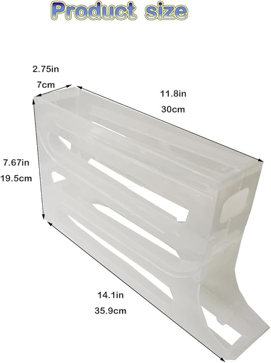 24 Eggs Egg Holder for Fridge,4 Tiers Egg Container,Auto-Rolling Organizer for Refrigerator,Space-Saving Egg Dispenser Holder,Fridge Egg Rack (White, 2pack)