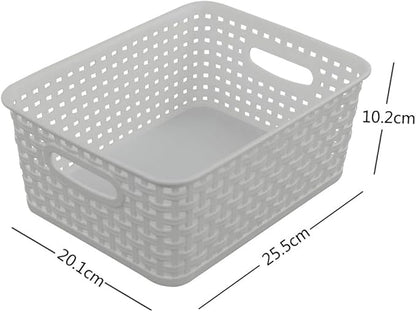 Pekky White Plastic Storage Basket, Kitchen Organizer, Set of 6
