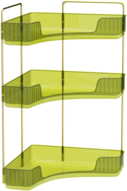 INVSSENE Corner Bathroom Countertop Organizer, Vanity Trays for Bathroom Counter, Makeup Organizer, Perfume Tray, Kitchen Spice Rack, Fits 90 Corner(Green, 3 Tiers)