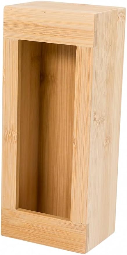 Lipper International Bamboo Storage Bag Organizer Holder and Dispenser for Kitchen Drawer or Countertop, Quart Size