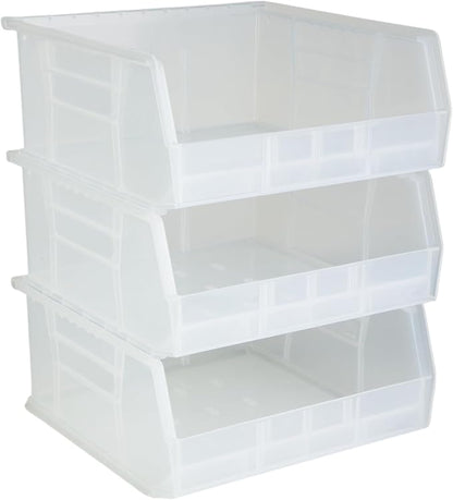 Hudson Exchange 11" x 11" x 5" (3 Pack) Plastic Stackable Storage Bin and Hanging Container, Clear