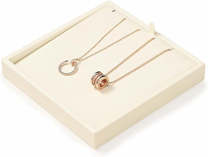 Oirlv Microfiber Jewelry Pendant Display Tray Jewelry Necklace Organizer Display Tray(Beige)