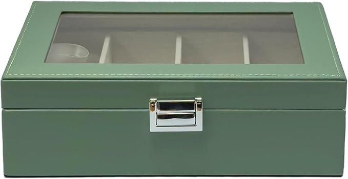 UnionPlus 4-Slots Sunglasses Case Organizer, Eyeglass Glasses Display Holder Collector, Multiple Sunglasses Storage Case, Malachite Green