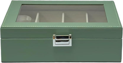 UnionPlus 4-Slots Sunglasses Case Organizer, Eyeglass Glasses Display Holder Collector, Multiple Sunglasses Storage Case, Malachite Green