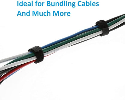 6 Inch (50-pack) Hook and Loop Self Gripping Fastening Cable Ties 1/2" Width - Multipurpose Microfiber Cloth Cable Organizer Self Adesive Pre-Cut Straps