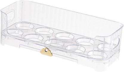 Egg Holder for Fridge Organizer Tray Stackable Reusable Space Saving Container Storage Rack for Cupboard Fridge Door Cabinet, Clear