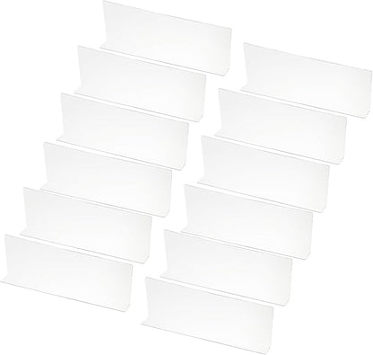 PATIKIL 12 Pack Shelf Dividers for Closet Organization, 13.8x1.57x4.7 Acrylic Closets Separator Kitchen Cabinet Shelves Under Bed Blocker for Bedroom Kitchen Office, Clear