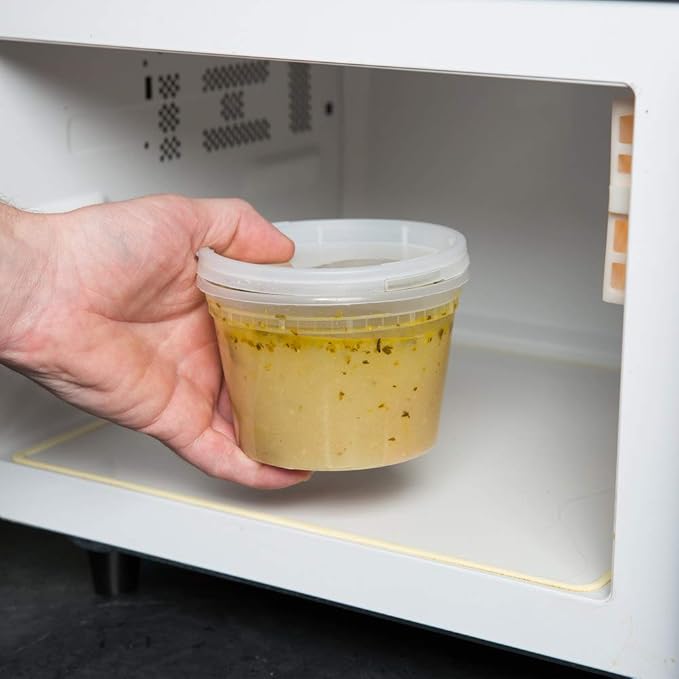 Birsppy TSHOMEGOODS Deli Food Storage Containers With Lids 16 Oz. /Freezer Safe/Microwaveable/Meal Prep/Airtight Lids/Take Out/Disposable/Leak Proof/Buffets/Stackable (24 Pack) Extra Hard Plastic.