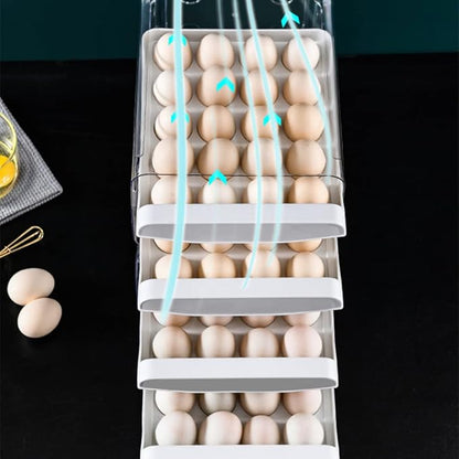 TEFU Upgrade 40 Grid Egg Storage Double-Layer Drawer Type Egg Box for Fridge Transparent Egg Container Shelf Saving Kitchen Egg Storage Box,Durable Sturdy Compact and Space-Saving Egg Storage Box