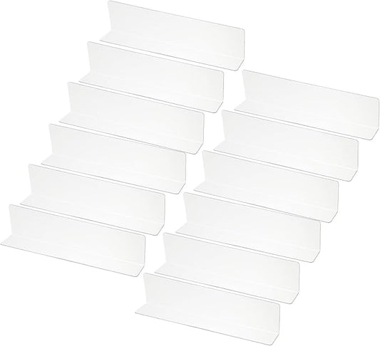 PATIKIL 12 Pack Shelf Dividers for Closet Organization, 9.8x1.18x2.4 Acrylic Closets Separator Kitchen Cabinet Shelves Under Bed Blocker for Bedroom Kitchen Office, Clear