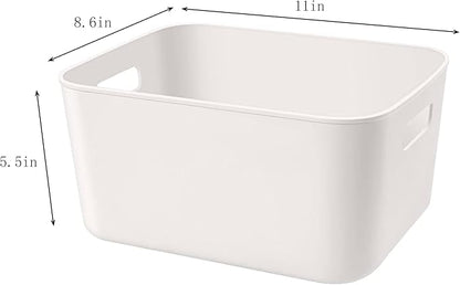 Plastic Storage Bins,Versatile Kitchen Pantry Organization and Storage,for Plastic Storage Container Under Bed,Under Sink Bathroom Organizer (1 Pack Medium, White)
