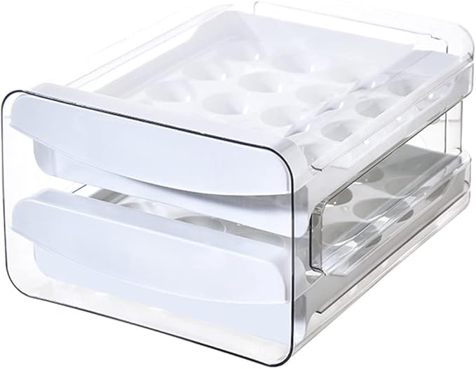 TEFU Upgrade 40 Grid Egg Storage Double-Layer Drawer Type Egg Box for Fridge Transparent Egg Container Shelf Saving Kitchen Egg Storage Box,Durable Sturdy Compact and Space-Saving Egg Storage Box