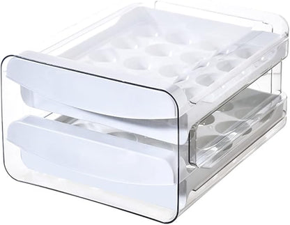 TEFU Upgrade 40 Grid Egg Storage Double-Layer Drawer Type Egg Box for Fridge Transparent Egg Container Shelf Saving Kitchen Egg Storage Box,Durable Sturdy Compact and Space-Saving Egg Storage Box