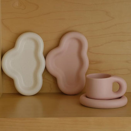 Chubby Jewelry Tray, Cute Cloud Trinket Dish (Matte Soft Pink)