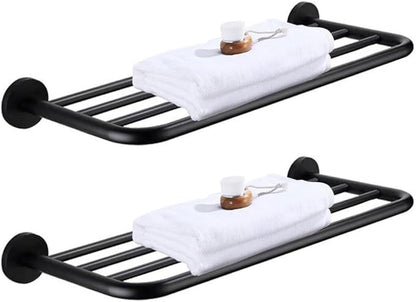 Hotel Towel Racks for Bathroom Wall Mounted, 30 Inch Towel Shelf for Bathroom, 2-Tier Bathroom Towel Rack, Black