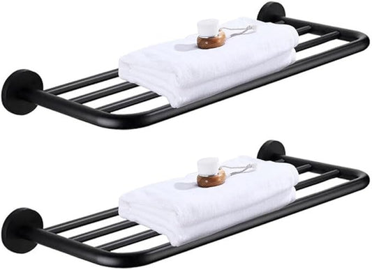 Hotel Towel Racks for Bathroom Wall Mounted, 30 Inch Towel Shelf for Bathroom, 2-Tier Bathroom Towel Rack, Black