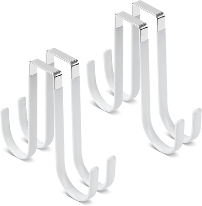 Manesi Double Sided Over The Door Hooks for Clothes. Over The Door Hanger Hook Set of Four. Towel Hanger for Bathroom, Wreath Hook, Coat Rack Hat Organizer or Plant Hooks for Ceiling 4 Pack