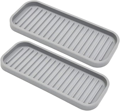 Gosmol Silicone Sponge Holder 2 Pack, Dish Soap Holder for Kitchen Counter, Waterproof Sponge Soap Tray for Kitchen Sink Bathroom, Multipurpose Sink Caddy Organizer for Soap Dispenser Light Grey