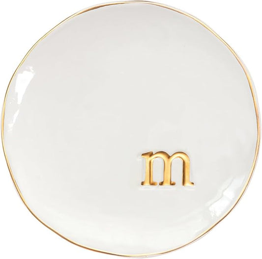 COLLECTIVE HOME - Ceramic Jewelry Tray, Decorative Trinket Dish for Rings Earrings Necklaces Bracelet Watch Keys, Birthday Mother's Day Christmas Gift for Women, 4.75", Glossy (m)