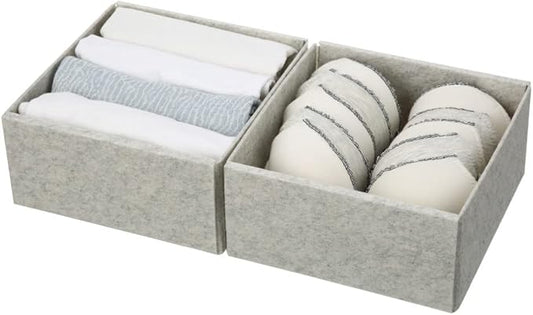 YBM HOME Clothes Drawer Organizer - Set of 2 Drawer Organizers for Bra, Underwear, Lingerie, Socks, Ties ETC - Foldable, Easy Assemble, Breathable Organizer Bins for Bedroom and Closet, 1250-8
