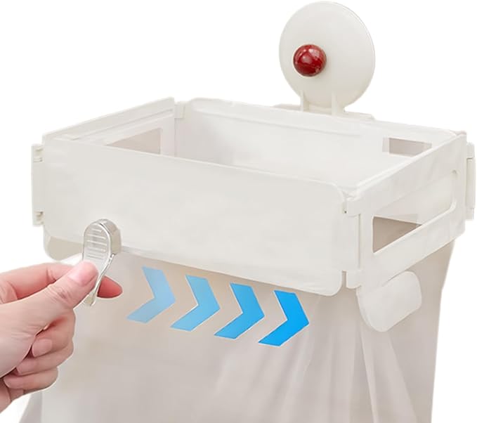 Trash Bag Holder, Portable Foldable Trash Bag Holders, Wall Mounted Hanging Bags Holder With Removable Lid & Clips Kitchen Organizers, Kitchen, Under Sink Can, Toilets