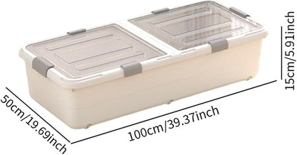 ＫＬＫＣＭＳ Under Bed Storage Container with Wheels for Shoes Clothes Fashion Shoe Organizer Drawer with Clear Lid for Dorm Home Bedroom