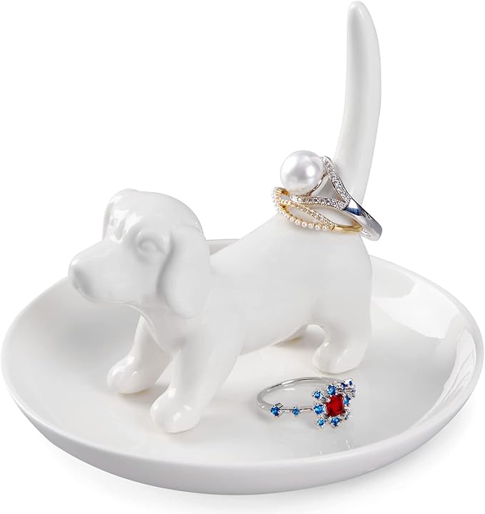 Spegiffu Dog Mom Gifts for Women - Dog Ring Holder Jewelry Dish Tray, Ring Stand for Ring Organizer, Funny Dog Themed Gifts for Dog Lovers, Dog Mom, Birthday Valentine's Xmas Gifts for Women