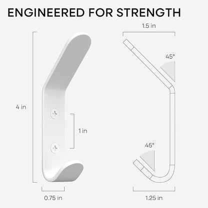 Homeforia Wall Coat Hook Rack - Set of 10 - White Metal Hooks for Hanging Coats - Hat Hooks - Hat Hangers for Wall
