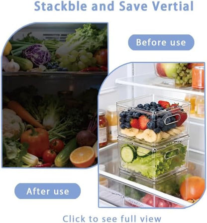 Tayuoo Transparent PET Fruit Draining and Washing colander food storage boxes plastic cookie containers refrigerator organizers (2, Square)