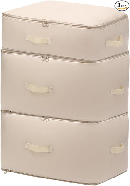 3 PCS Ultra Space Saving Self Compression Organizer, 2025 NEW Comforter Storage Bags, Heavy Duty Moving Bags, Washable Compression Bags for Storage Comforter Blanket, Clothes,Closet, Bedding