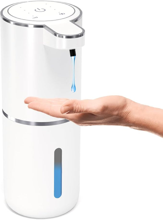 MTYGK Automatic Soap Dispenser Touchless,Liquid Hand Soap Dispenser 12.8oz USB 4levels Adjustable Dispenser Electric Wall Mounted Smart for Bathroom and Kitchen Dish Soap，Easy for Toddlers(White)