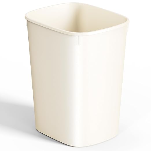 CEROELDA Bathroom Trash Can with Lid, 10L/2.6 Gal Small Garbage Can with Press Top Lid, Slim Plastic Waste Basket for Toilet, Office, Bedroom(Beige)