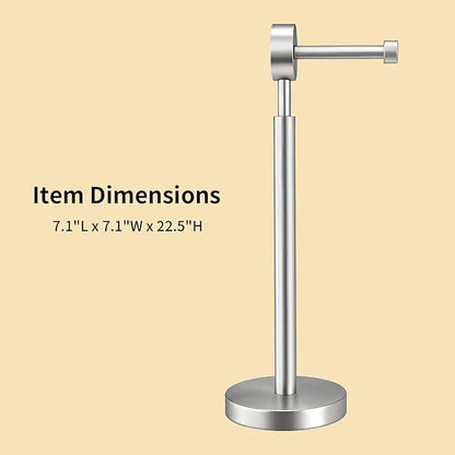 YUMORE Toilet Paper Holder Stand, Modern Style Freestanding Bathroom Tissue Roll Stand with Sturdy Base for Bathroom & Living Room (Brushed Nickel, 1 Roll)