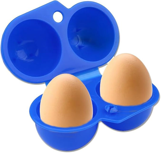 FILFEEL Portable Egg Storage, Eggs Holder Box Container Hiking Outdoor Camping Carrier For 2 Egg Case (Blue)