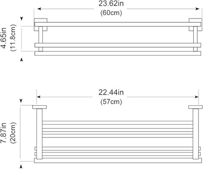 Bathroom Towel Rack 24 Inch Tower Holder with Double Towel Bar Polished Chrome Towel Rack Wall Mounted SUS304 Stainless Steel Hotel Towel Shelf Modern Towel Hanger