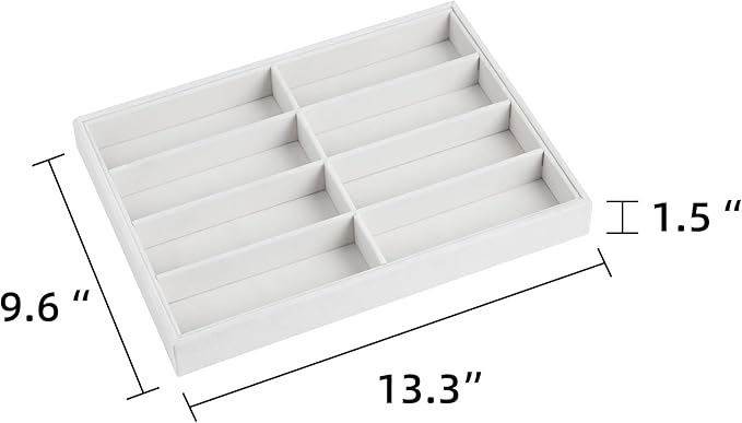 Frebeauty Sunglass Organizer,Velvet Glasses Organizer,8-Slot Sunglasses Tray for Drawer, Men's/Women's Sunglasses Box, Glasses Holder for Watch Stackable Eyeglass/Eyewear Display Tray(White)