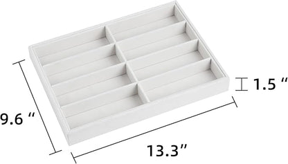 Frebeauty Sunglass Organizer,Velvet Glasses Organizer,8-Slot Sunglasses Tray for Drawer, Men's/Women's Sunglasses Box, Glasses Holder for Watch Stackable Eyeglass/Eyewear Display Tray(White)