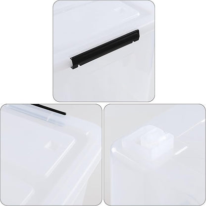 4 Packs Large 70 L Plastic Stackable Storage Bins with Wheels and Latching Lid, Clear Storage Container Tote