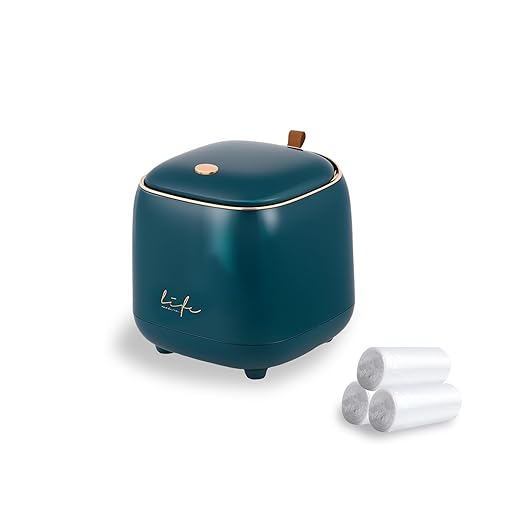 Mini Trash Can with Lid, 2.2 L/0.6 Gal Vanity Trash Can, Countertop Garbage Can with 60 PCS Trash Bags for Desktop Bathroom Bedroom Kitchen Car, 5.5" (Dark Green)