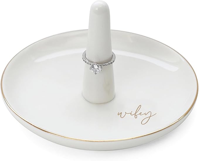 HOME SMILE Wifey Ring Holder, Bride Gifts for Wedding, Bridal Shower, Bachelorette Party, Engagement, Honeymoon-Valentine’s Day Anniversary Present from Husband Groom