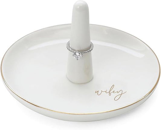 HOME SMILE Wifey Ring Holder, Bride Gifts for Wedding, Bridal Shower, Bachelorette Party, Engagement, Honeymoon-Valentine’s Day Anniversary Present from Husband Groom