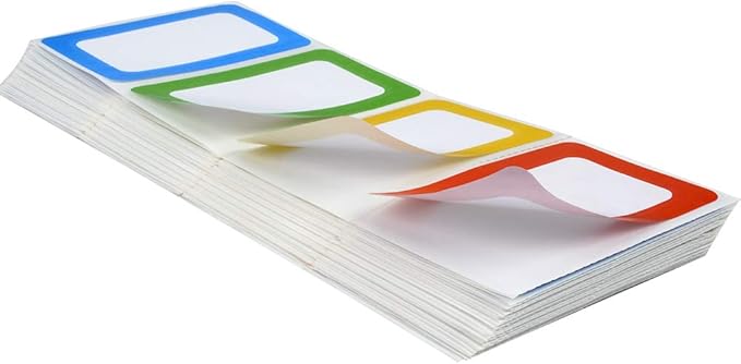 Plain Name Tag Stickers Colorful Border Name Tag Labels - 200 Stickers (3.5 x 2.25 inch)