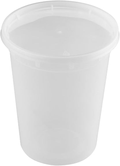 ProTakeOut 32oz [20 set] Heavy Duty Plastic Deli Container | BPA-Free Food Storage with Airtight Leak‑Proof Lids | Microwave, Freezer & Dishwasher Safe – Stackable, Bulk Reusable Soup & Meal Prep Tub
