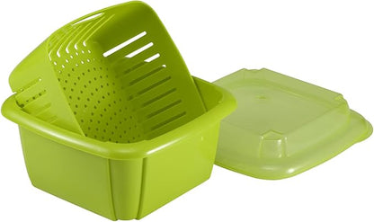 Hutzler 3-in-1 Berry Keeper Colander and Container, Keeps Berries Fresh Longer 2 pints, Green